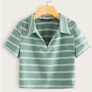 Ribbed Striped Short Sleeve